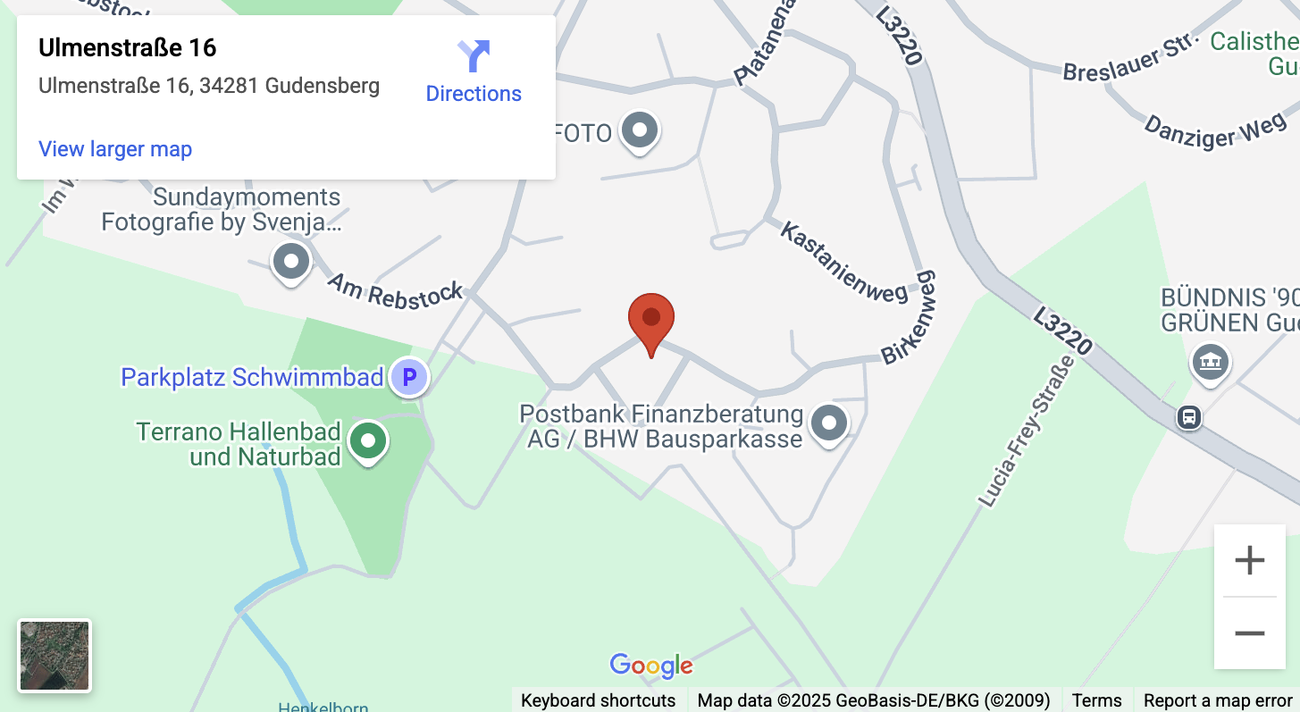 Karte zu Momente der Ruhe, Ulmenstraße 16, 34281 Gudensberg